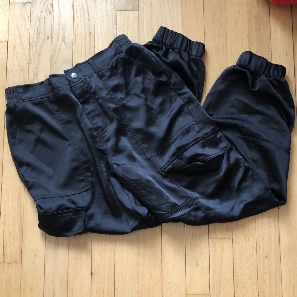 Wild fable- black satin cargo jogger